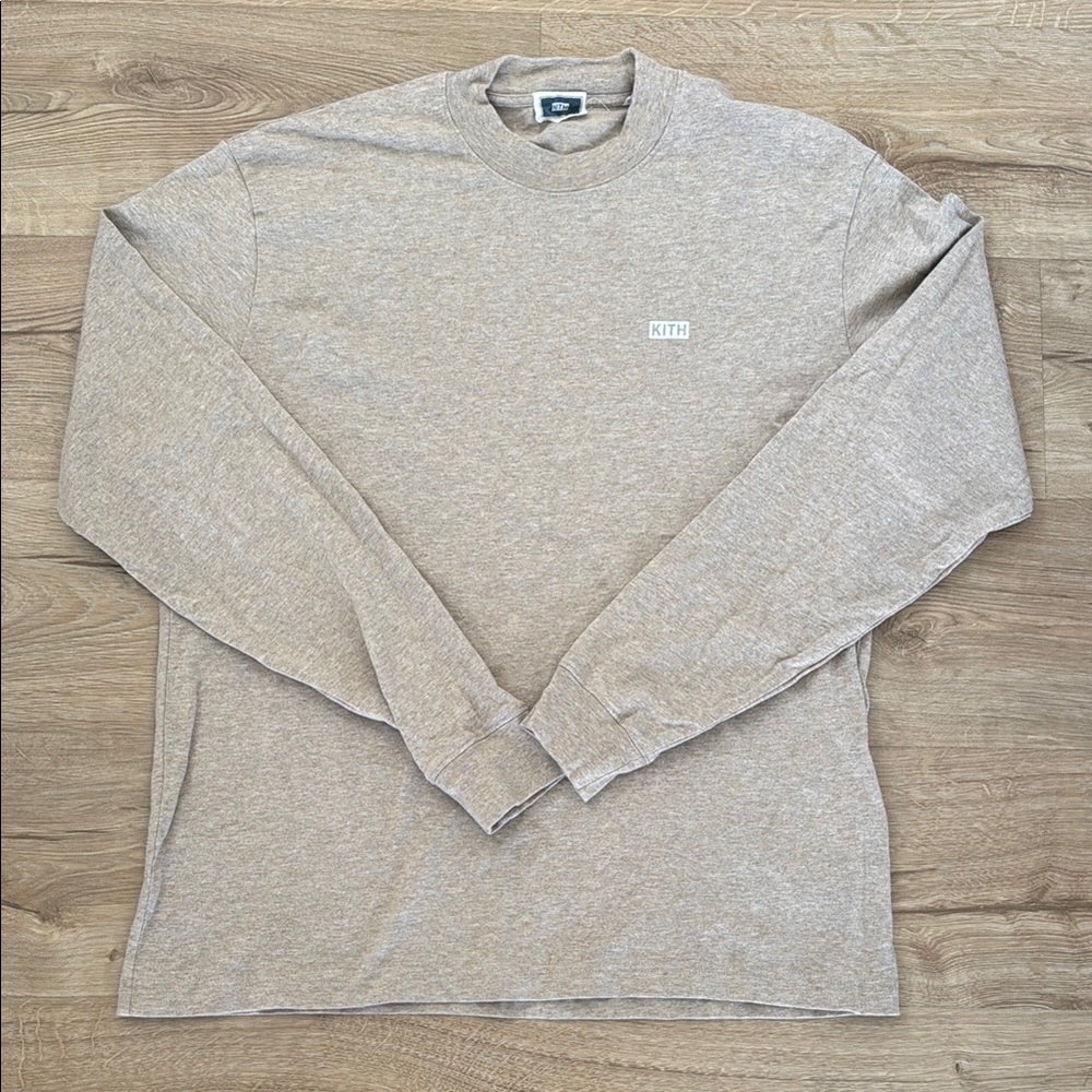Men’s Kith long sleeve shirt sz large beige